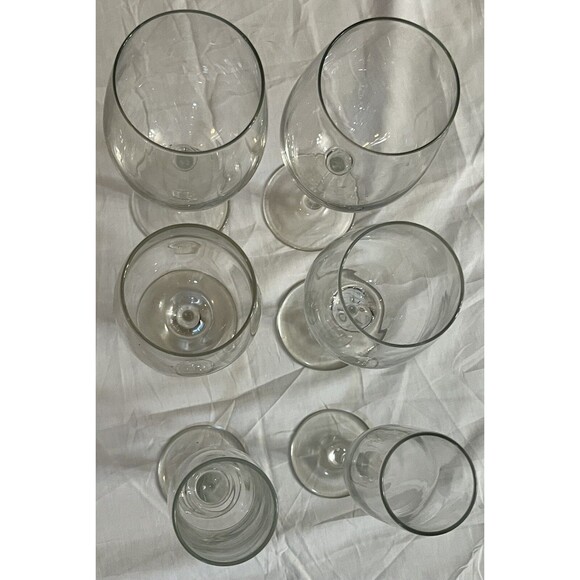 Set 6 Glasses Vintage 90s Wine Water Glass Champagne Flutes Stemware Service 2 - Picture 2 of 2